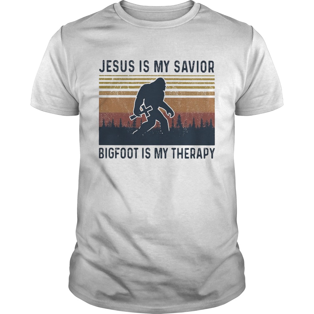 Jesus is my savior bigfoot is my therapy vintage shirt