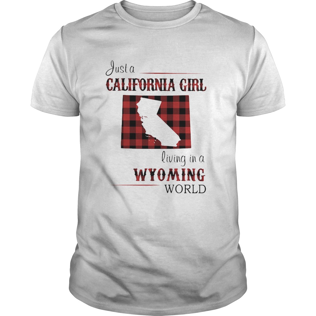 Just a California girl living in a Wyming world map shirt