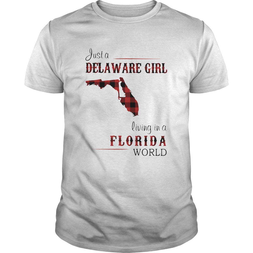 Just a delaware girl living in a florida world map shirt