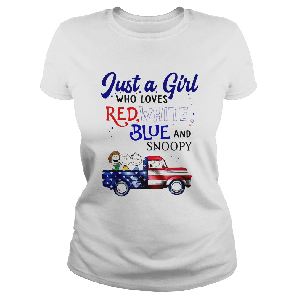 Just a girl who loves red white blue and snoopy firework america 4th of july independence day  Classic Ladies