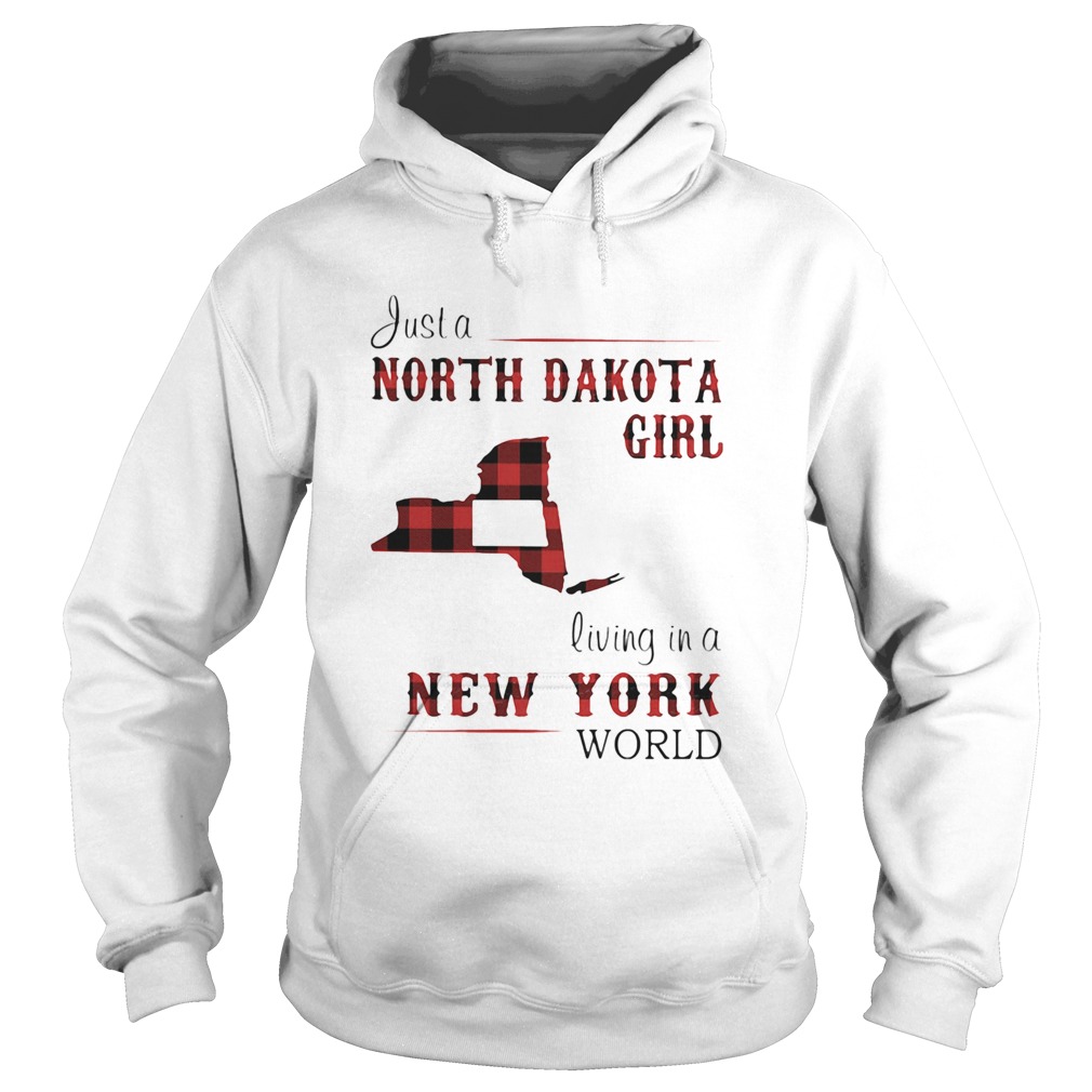 Just a north dakota girl living in a new york world map  Hoodie