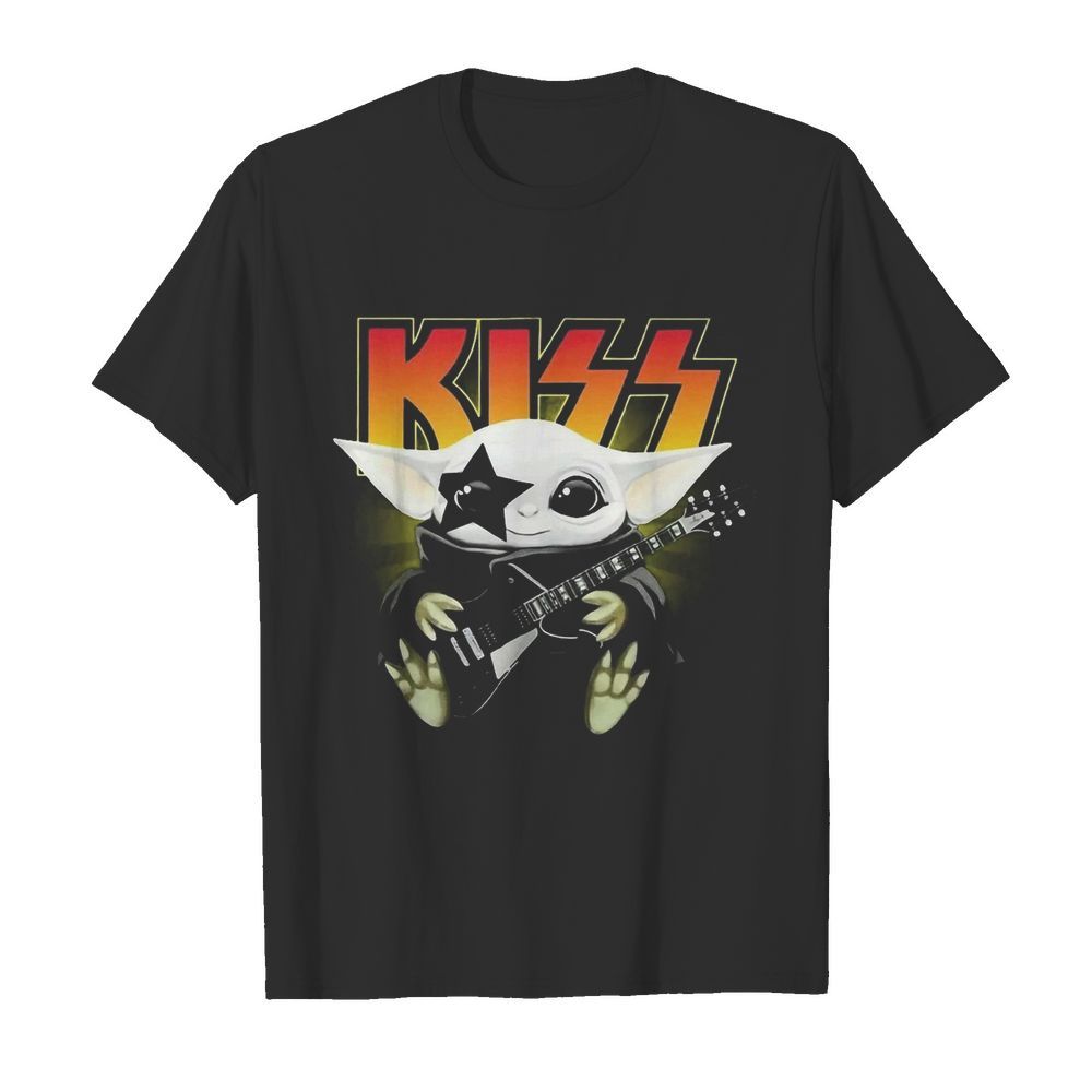 Kiss star wars baby yoda hug guitar shirt