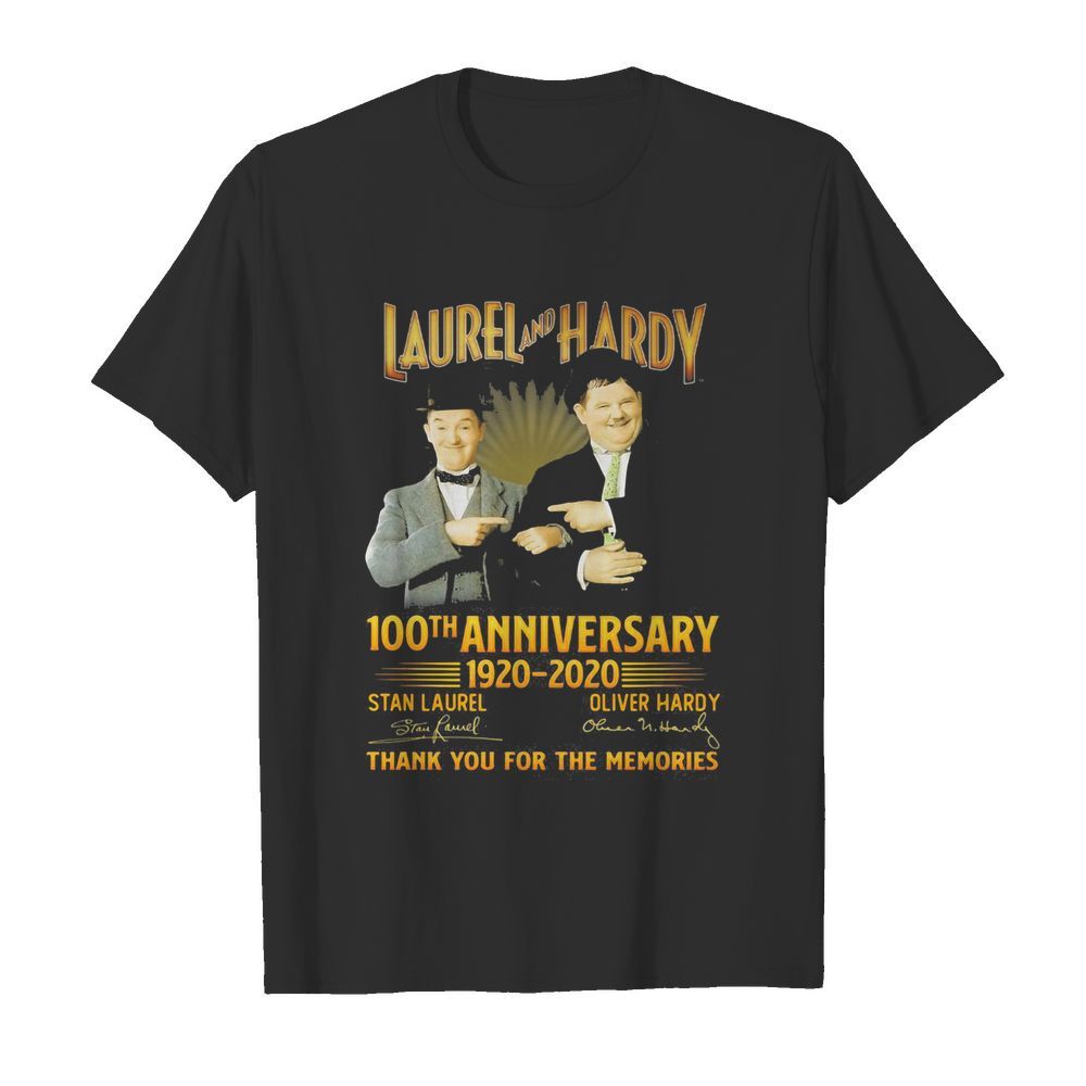 Laurel and hardy 100th anniversary 1920 2020 thank you for the memories signatures shirt