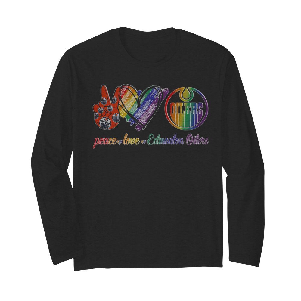 Lgbt peace love edmonton oilers  Long Sleeved T-shirt 