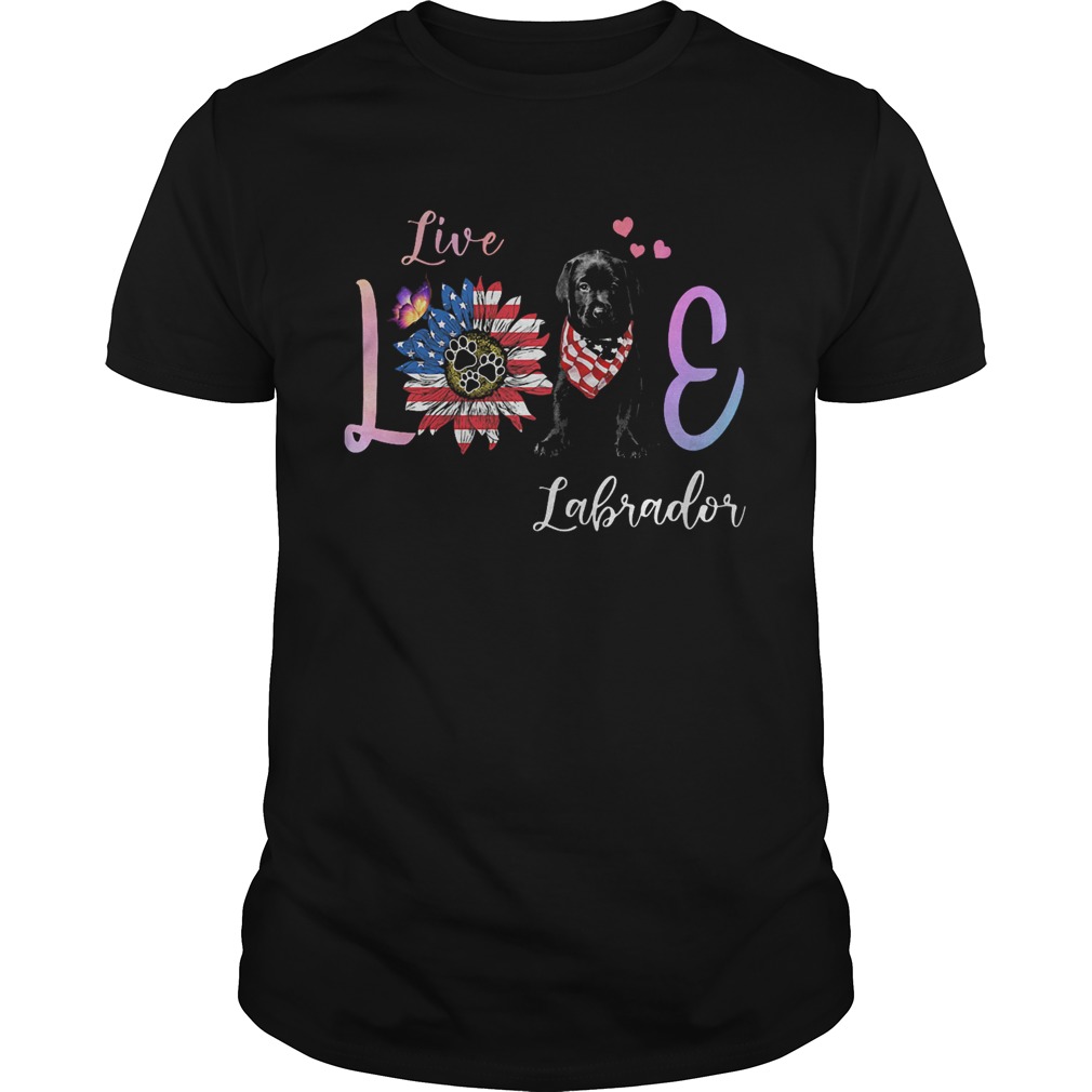 Live love paw labrador sunflower butterfly american flag independence day shirt