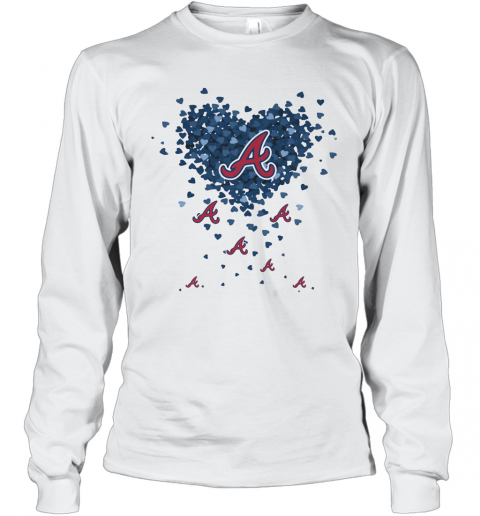 Love Atlanta Braves Baseball Logo Hearts T-Shirt Long Sleeved T-shirt 