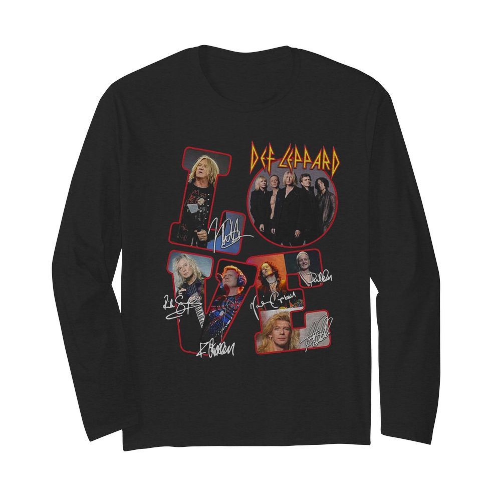 Love Def-leppard Band Members Signatures  Long Sleeved T-shirt 