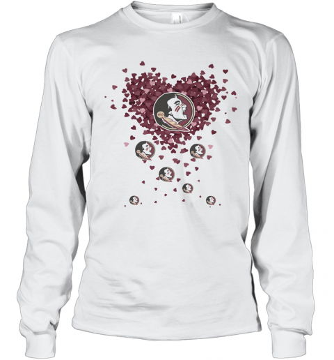 Love Florida State Seminoles Logo Hearts T-Shirt Long Sleeved T-shirt 