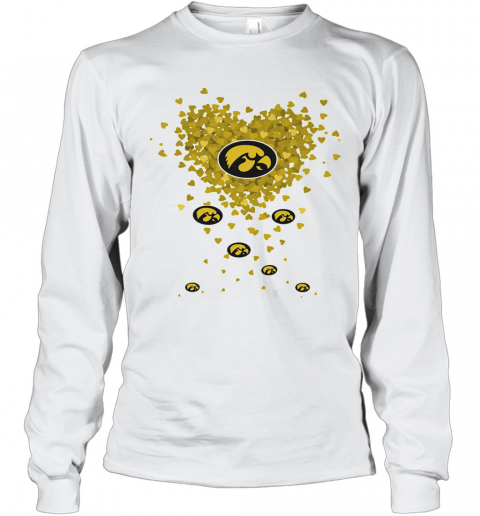 Love Iowa Hawkeyes Logo Hearts T-Shirt Long Sleeved T-shirt 