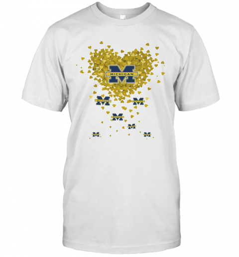 Love Michigan Wolverines Logo Hearts T-Shirt