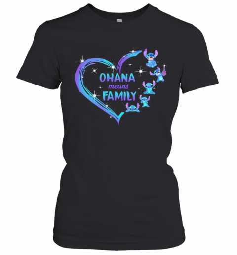 Love Stitch Ohana Means Family Hearts T-Shirt Classic Women's T-shirt