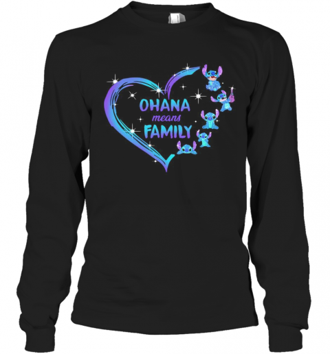 Love Stitch Ohana Means Family Hearts T-Shirt Long Sleeved T-shirt 