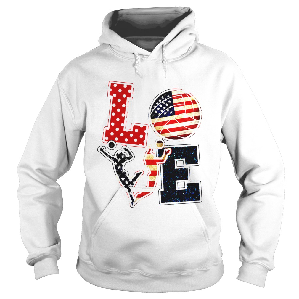 Love Volleyball American Flag  Hoodie