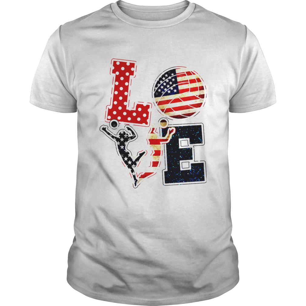 Love Volleyball American Flag  Unisex