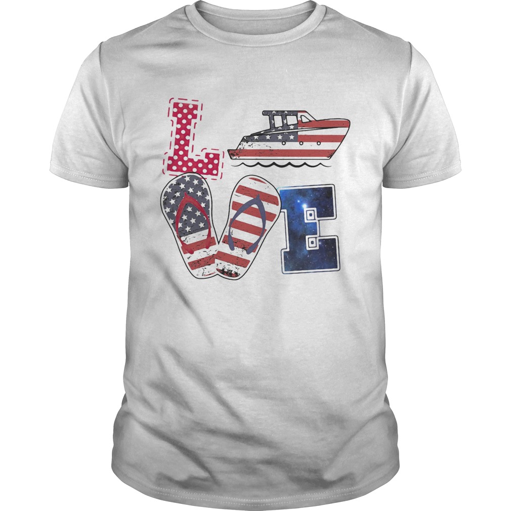 Love boating sandals american flag independence day shirt