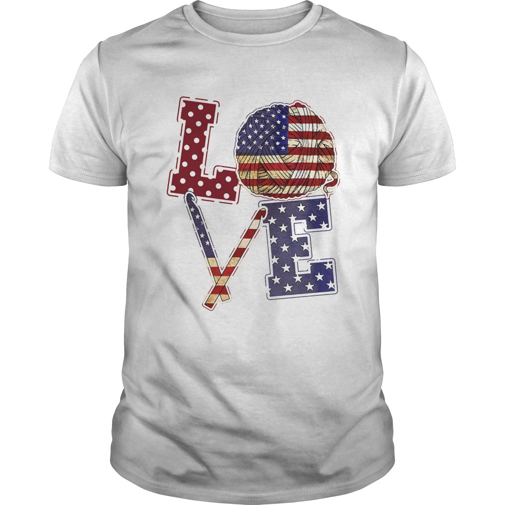 Love crochet American flag veteran Independence Day shirt