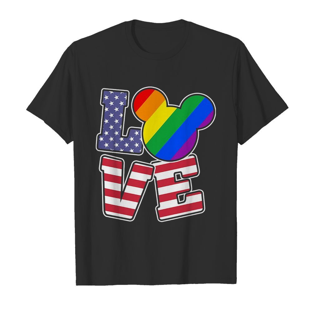 Love lgbt mickey mouse american flag independence day shirt