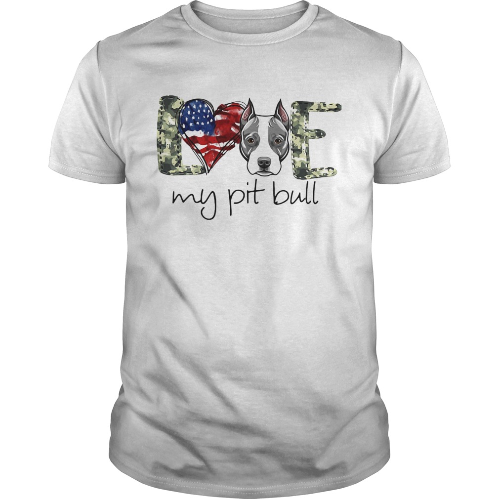 Love my pit bull heart American flag veteran Independence day shirt