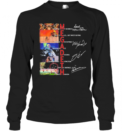 Megadeth Band Members Signatures T-Shirt Long Sleeved T-shirt 