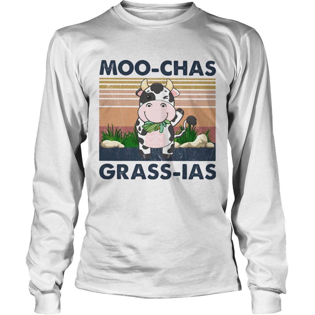 MooChas GrassIas Cow Vintage Retro  Long Sleeve