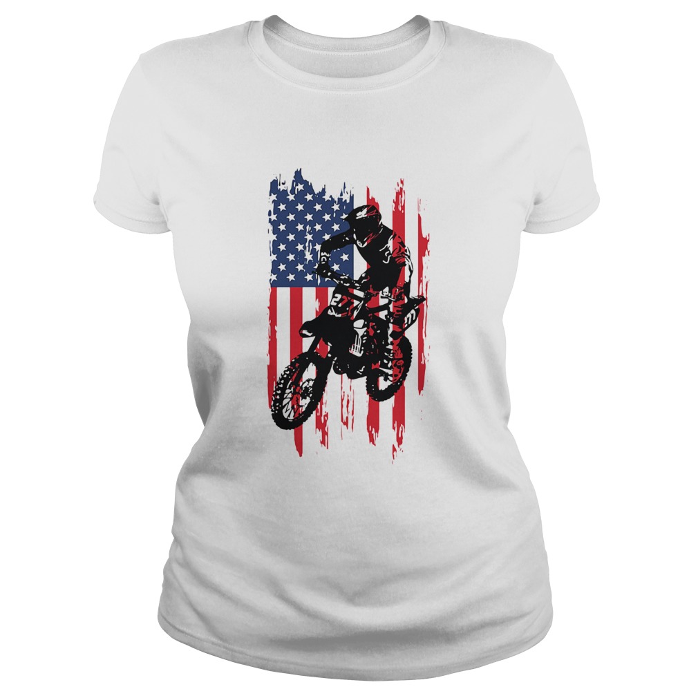 Motocross american flag independence day  Classic Ladies