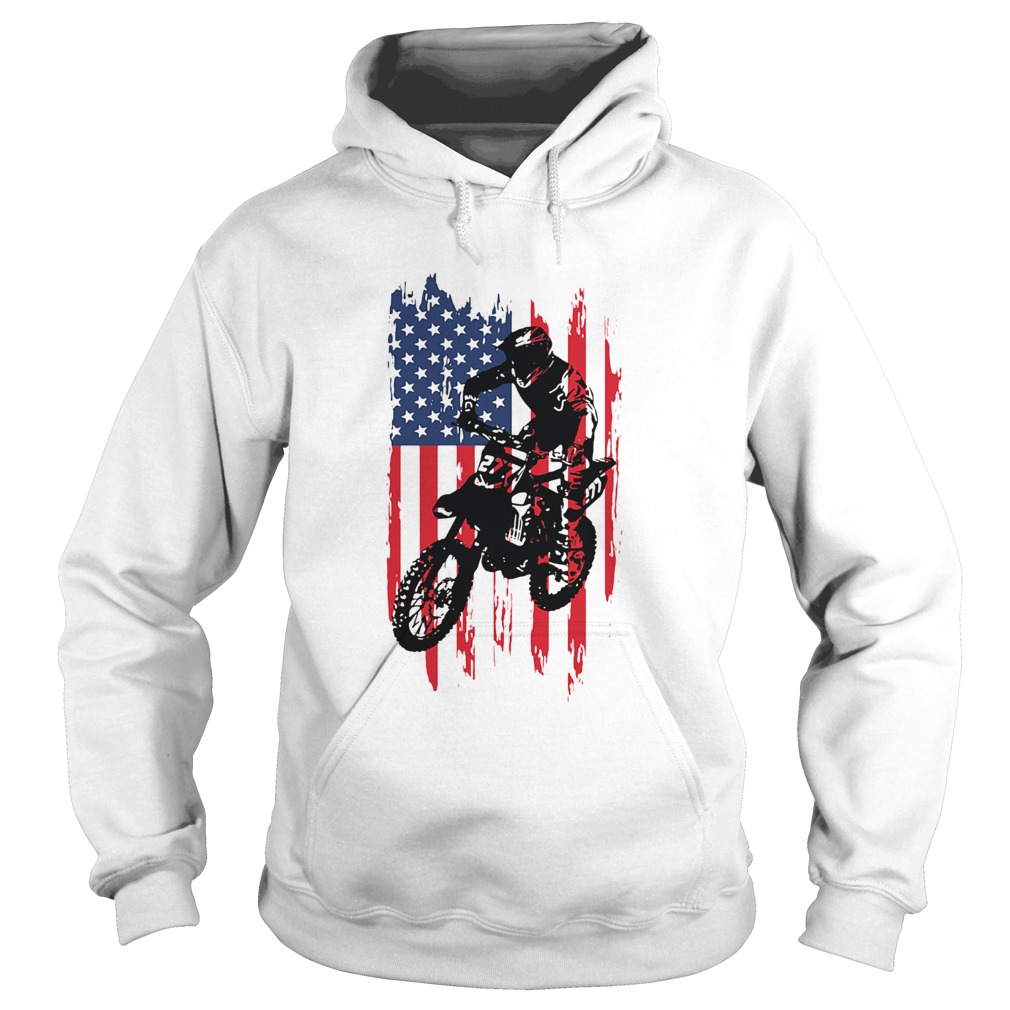 Motocross american flag independence day  Hoodie