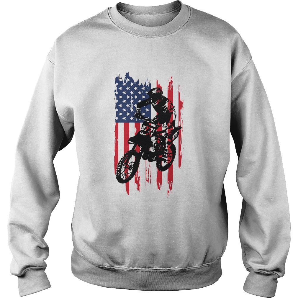 Motocross american flag independence day  Sweatshirt