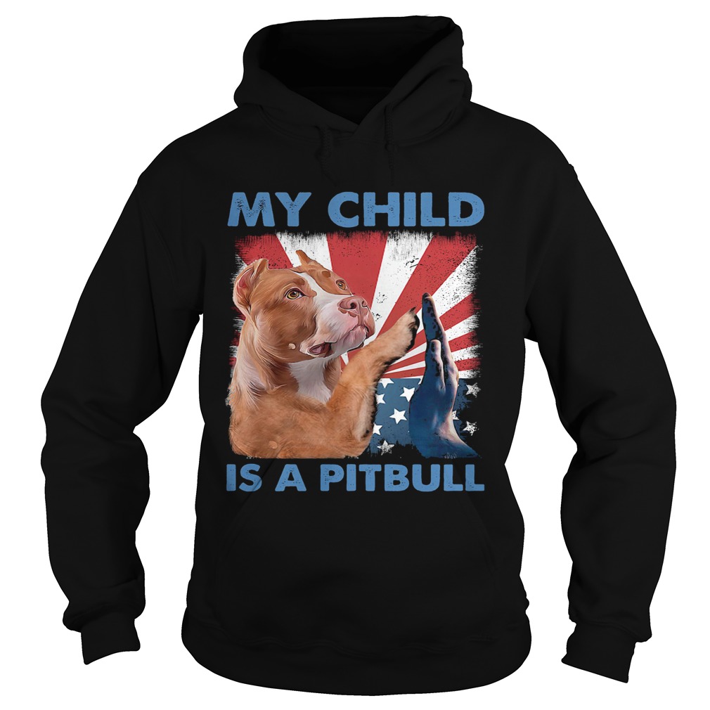 My child is a pitbull American flag veteran Independence Day  Hoodie