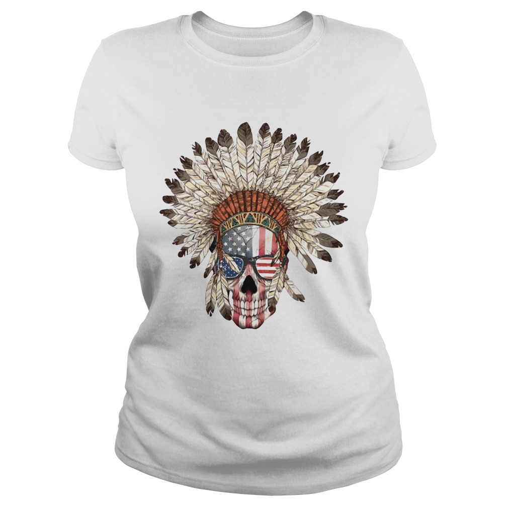 Native american headdress drawing skull American flag veteran Independence Day  Classic Ladies