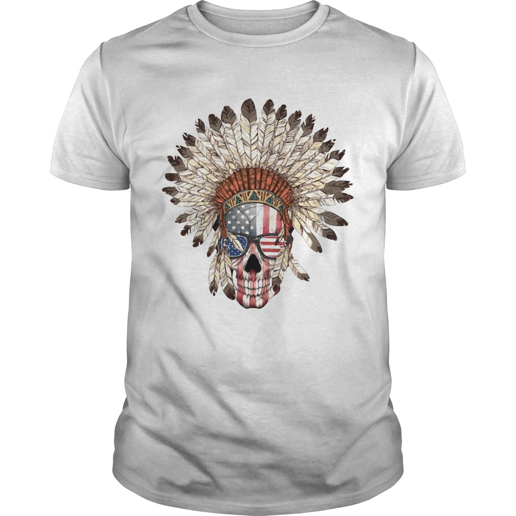 Native american headdress drawing skull American flag veteran Independence Day  Unisex