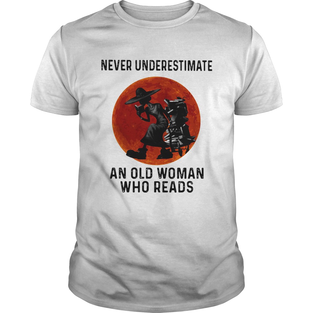 Never Underestimate An Old Woman Who Reads Sunset shirt