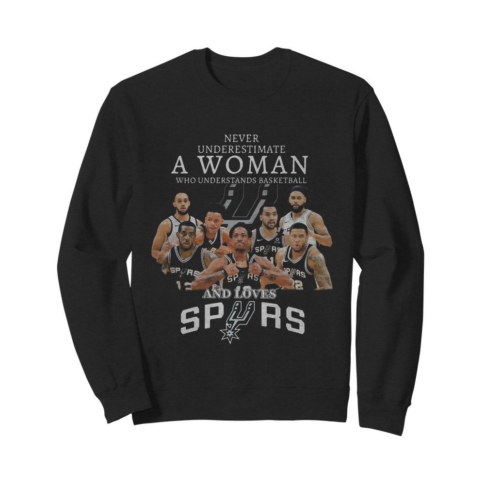 Never underestimate a woman who understands basketball and loves san antonio spurs  Unisex Sweatshirt