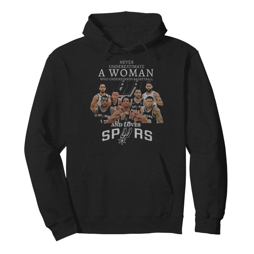 Never underestimate a woman who understands basketball and loves san antonio spurs  Unisex Hoodie