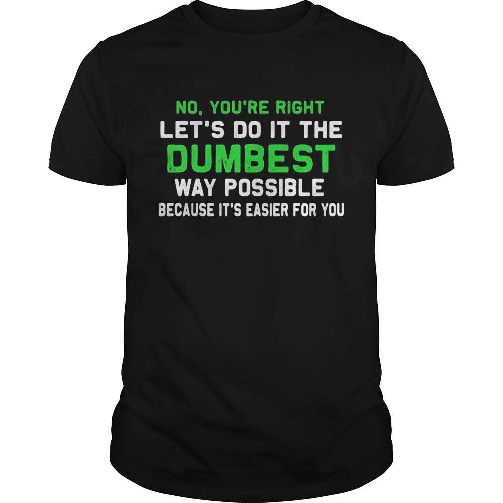 No Youre Right Lets Do It The Dumbest Way Possible Because Its Easier For You shirt