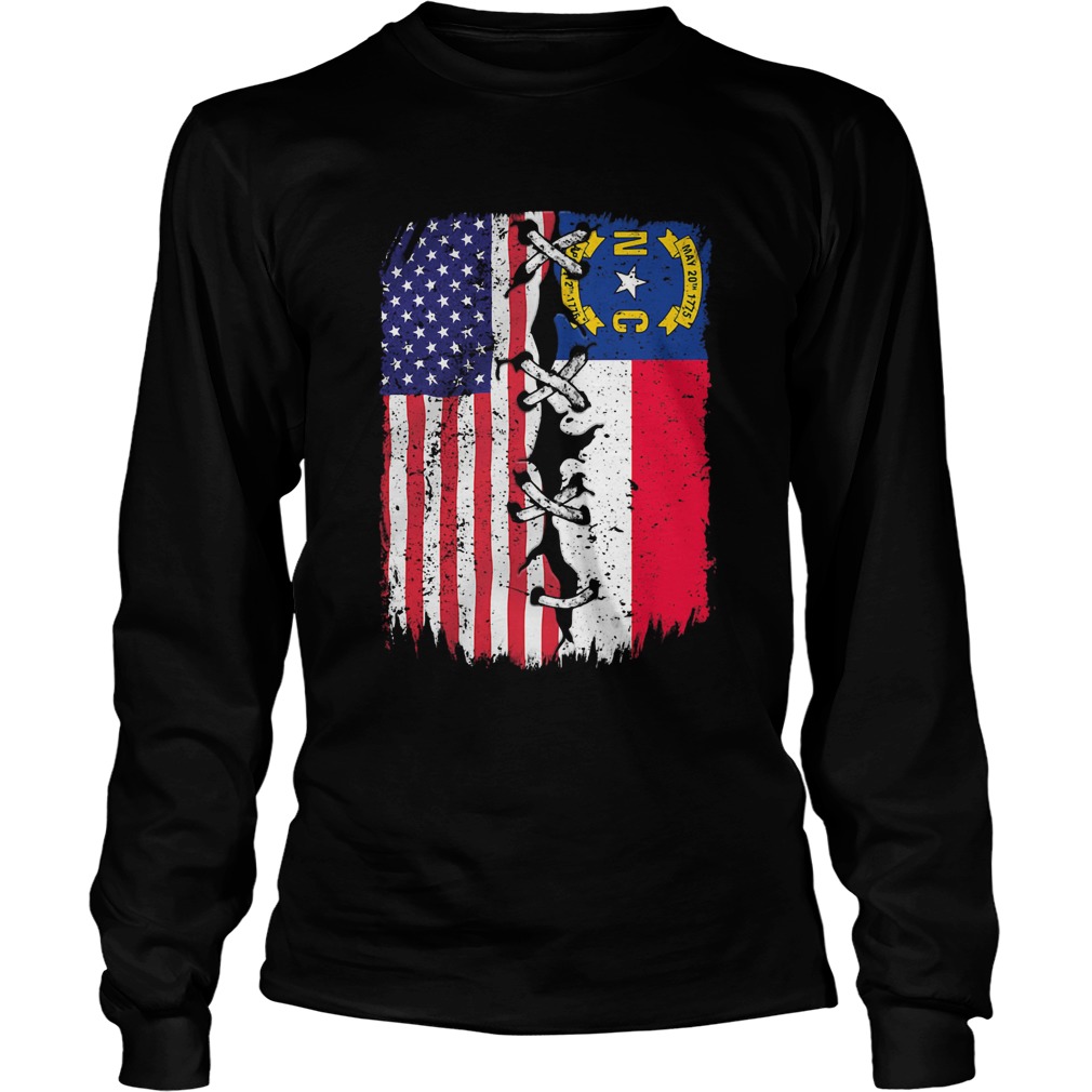 North Carolina and American flag independence day  Long Sleeve