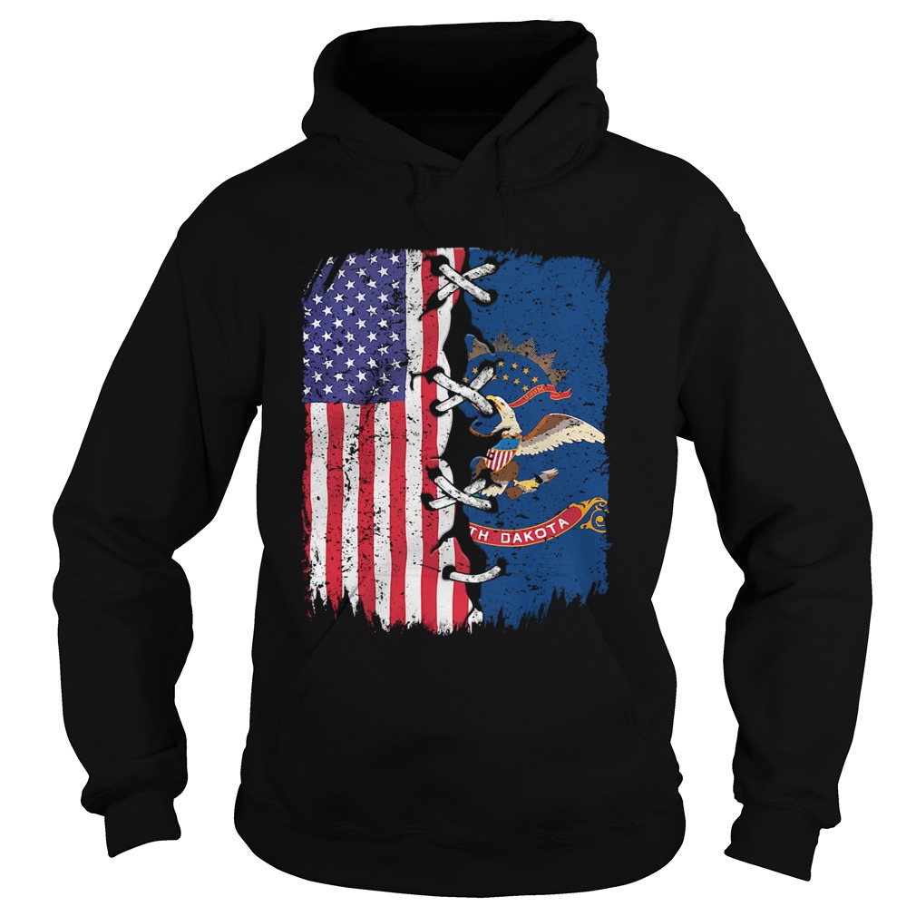 North Dakota And American Flag Independence Day  Hoodie