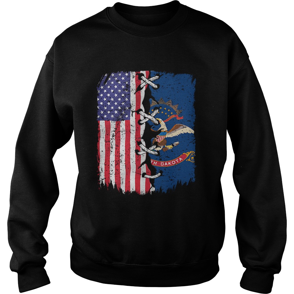 North Dakota And American Flag Independence Day  Sweatshirt