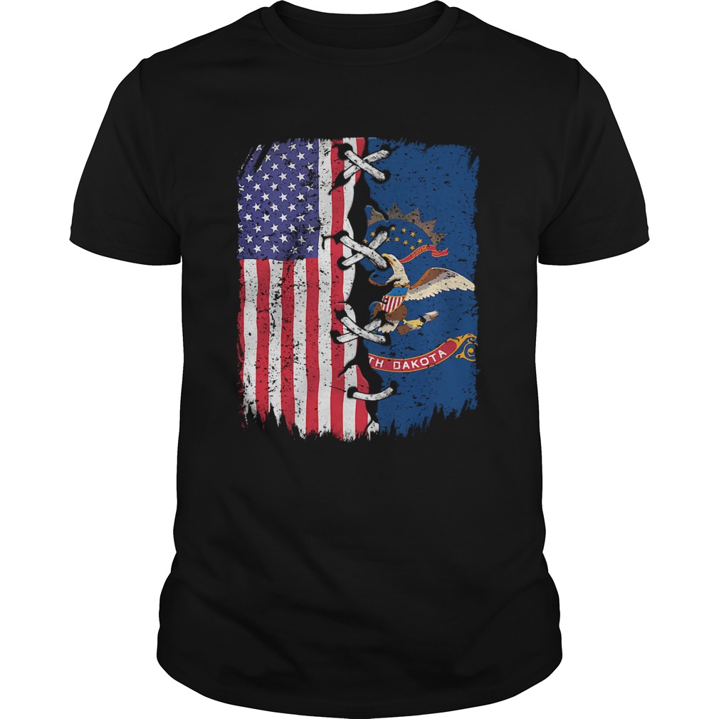 North Dakota And American Flag Independence Day shirt