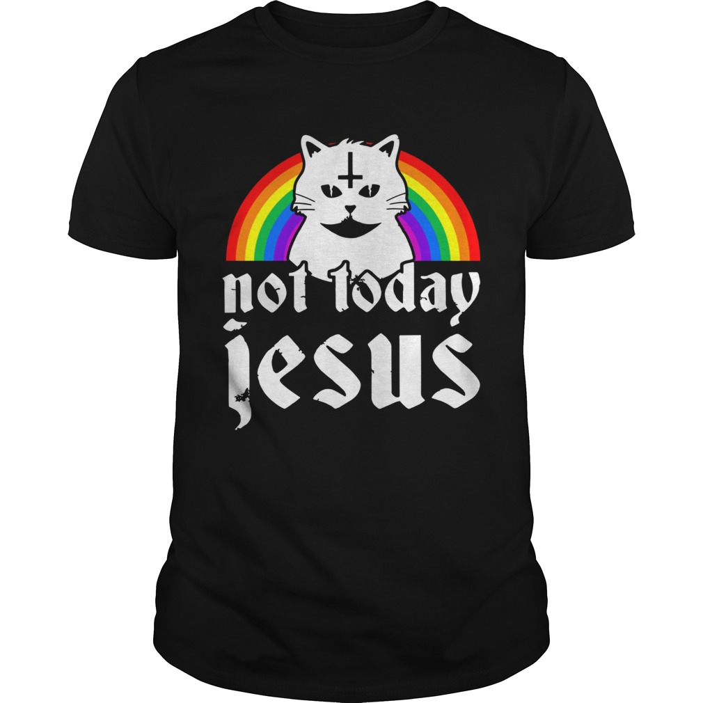 Not Today Jesus Rainbow Satanic Cat Gothic Gift Idea  Unisex