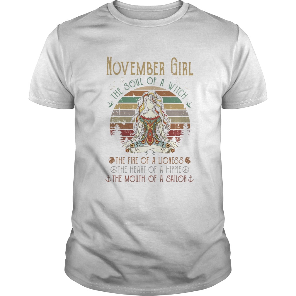 November girl the soul of a witch the fire of a lioness vintage retro shirt