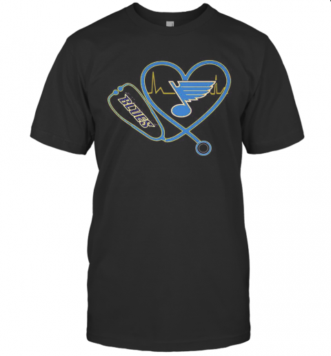 Nurse St. Louis Blues Stethoscope Heart Heartbeat T-Shirt