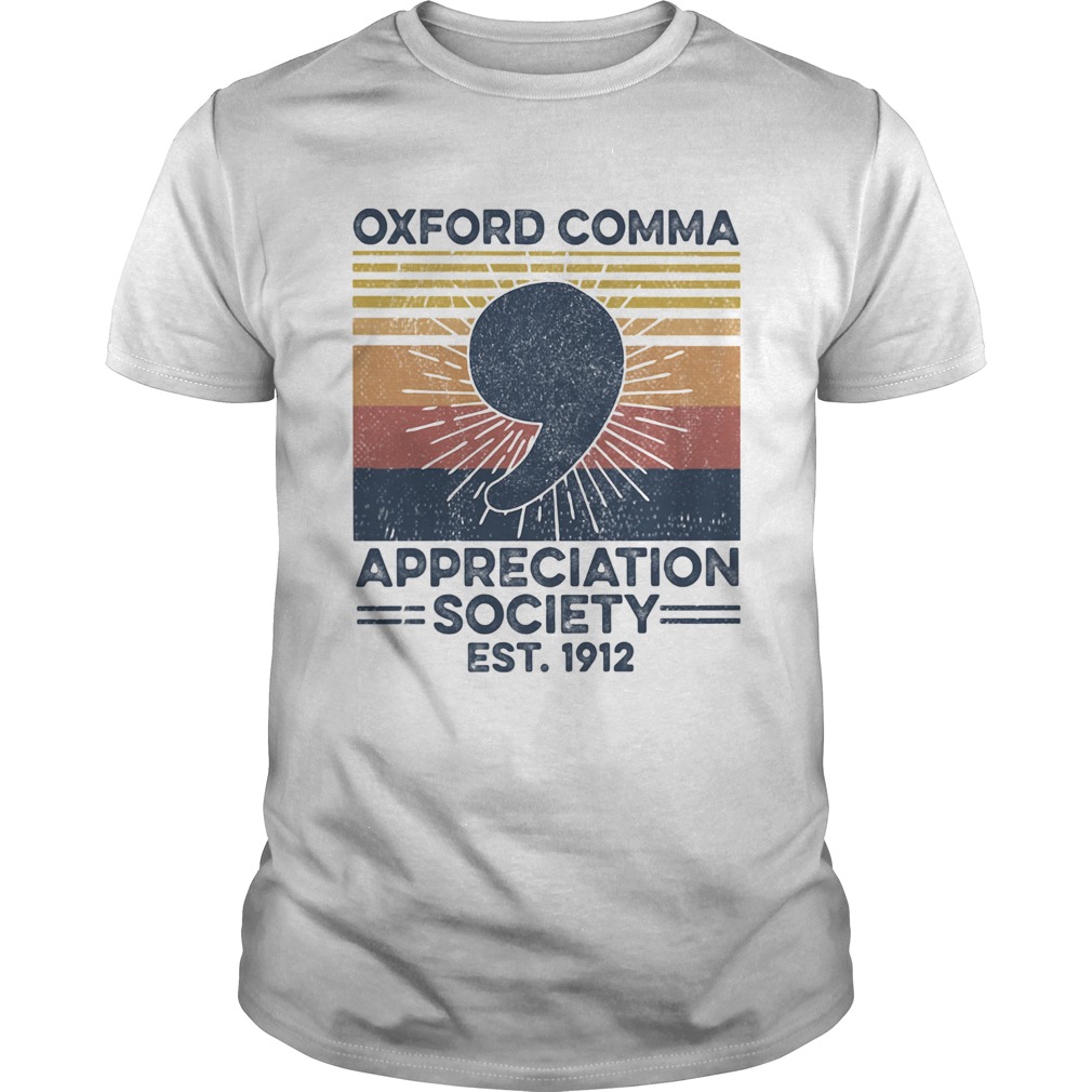 Oxford comma appreciation society est 1912 vintage retro shirt