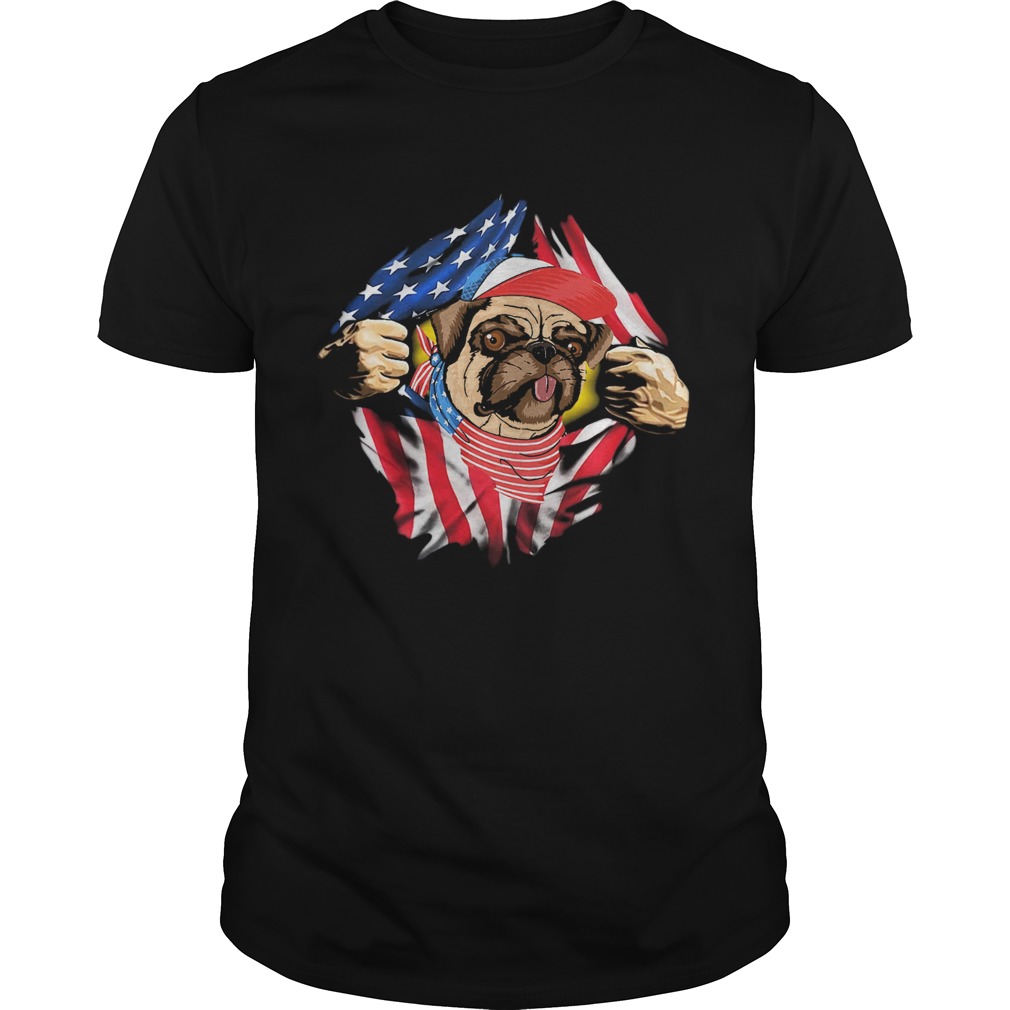 PUG WITH AMERICA FLAG 4TH OF JULY INDEPENDENCE DAY shirt