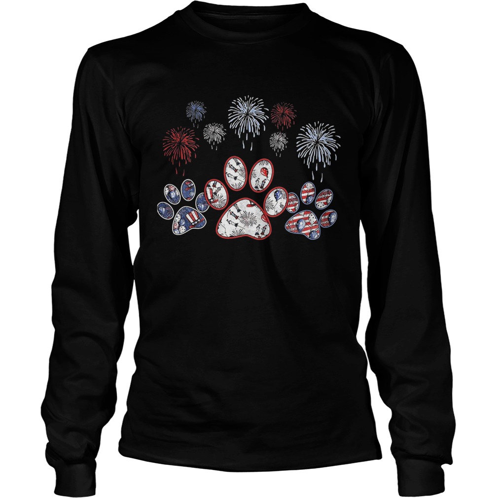 Paws dog firework america 4th of july independence day  Long Sleeve