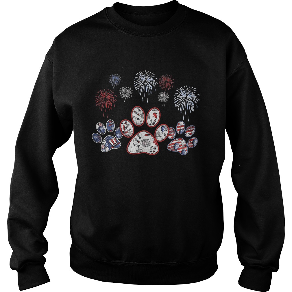 Paws dog firework america 4th of july independence day  Sweatshirt