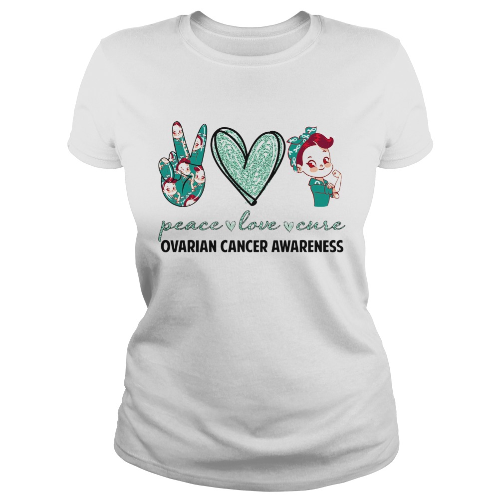 Peace Love Cure Ovarian Cancer Awareness  Classic Ladies