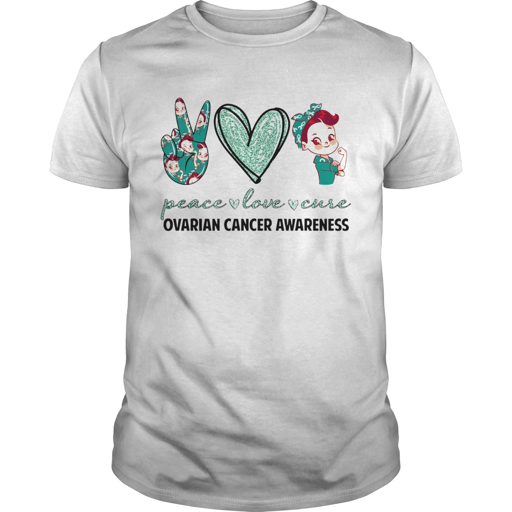 Peace Love Cure Ovarian Cancer Awareness  Unisex