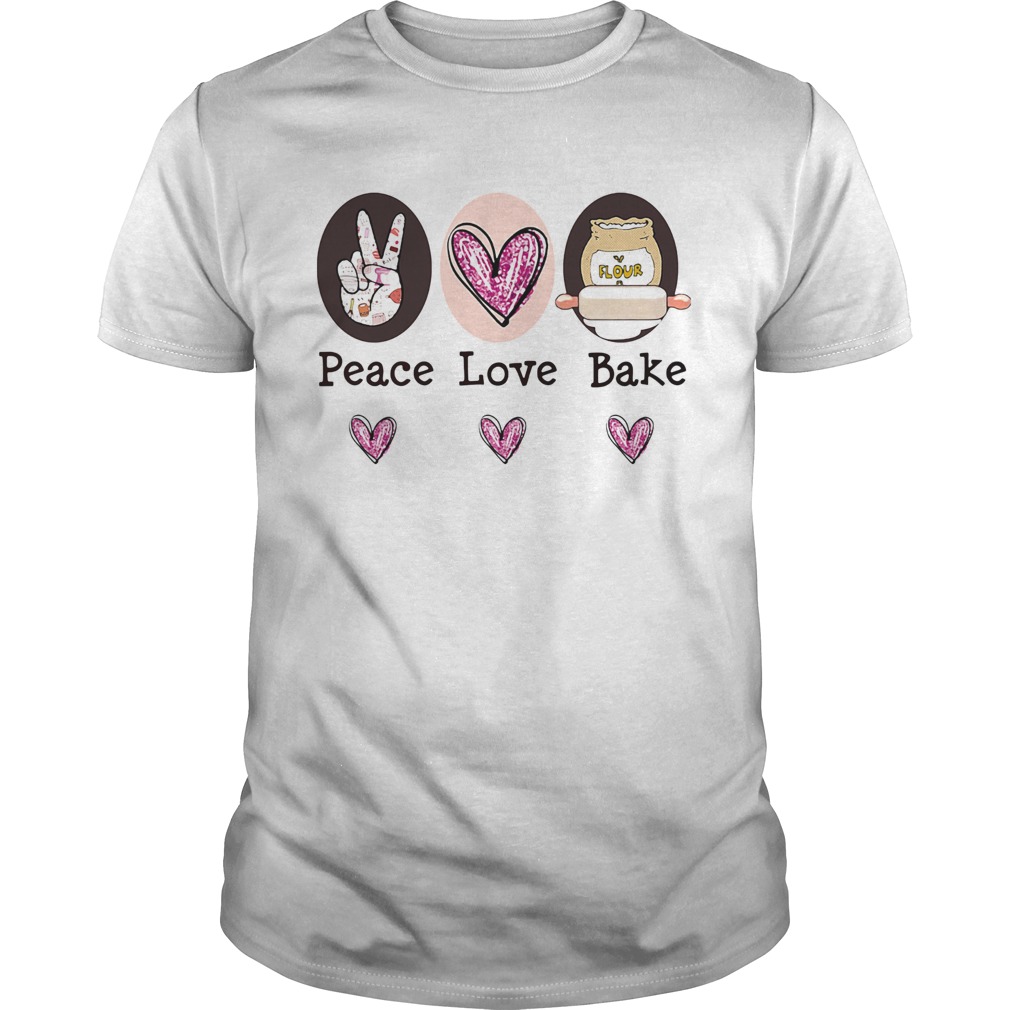 Peace love bake hearts  Unisex