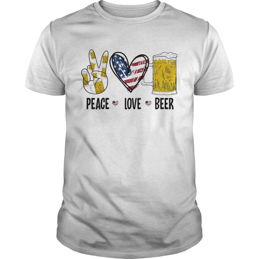 Peace love beer heart American flag veteran Independence day shirt