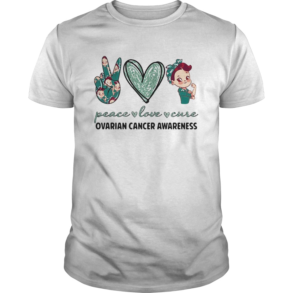 Peace love cure ovarian cancer awareness heart  Unisex